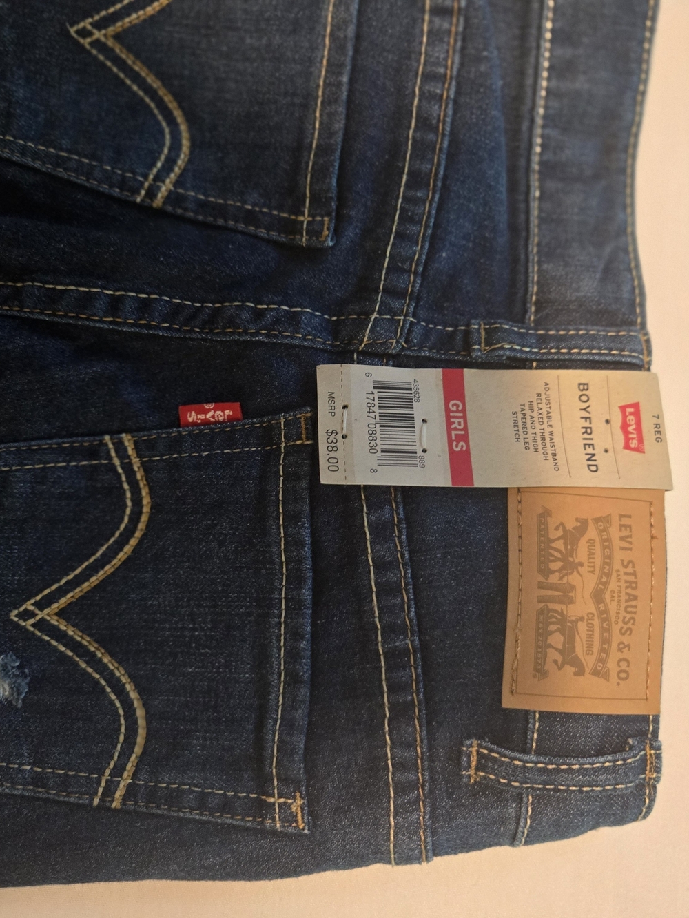 Levi's Dark Blue Distressed Girl's Boyfriend Jeans